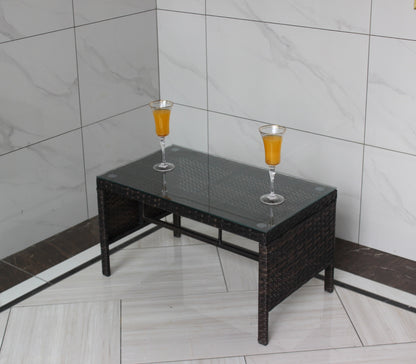 Outdoor Patio Coffee Table with Clear Tempered Glass
