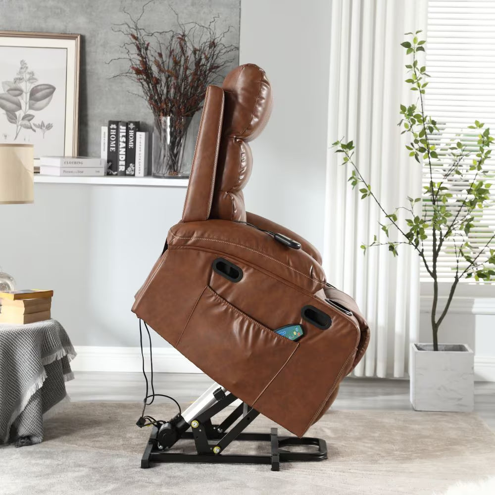 21 Inch Seat Width, Large-sized Electric Lift Recliner, 8-point Vibration Massage and Heating