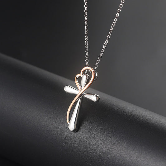 Heart-shaped Cross Necklace Simple Color