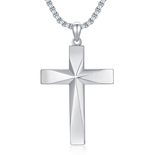 Sterling Silver Cross Pendant Necklace With Christian Bible Verse