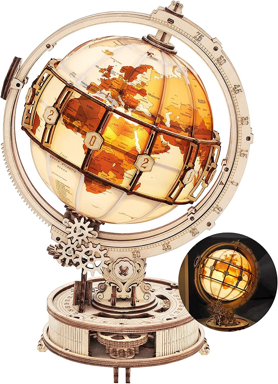 Rokr Luminous 3D Wooden Globe