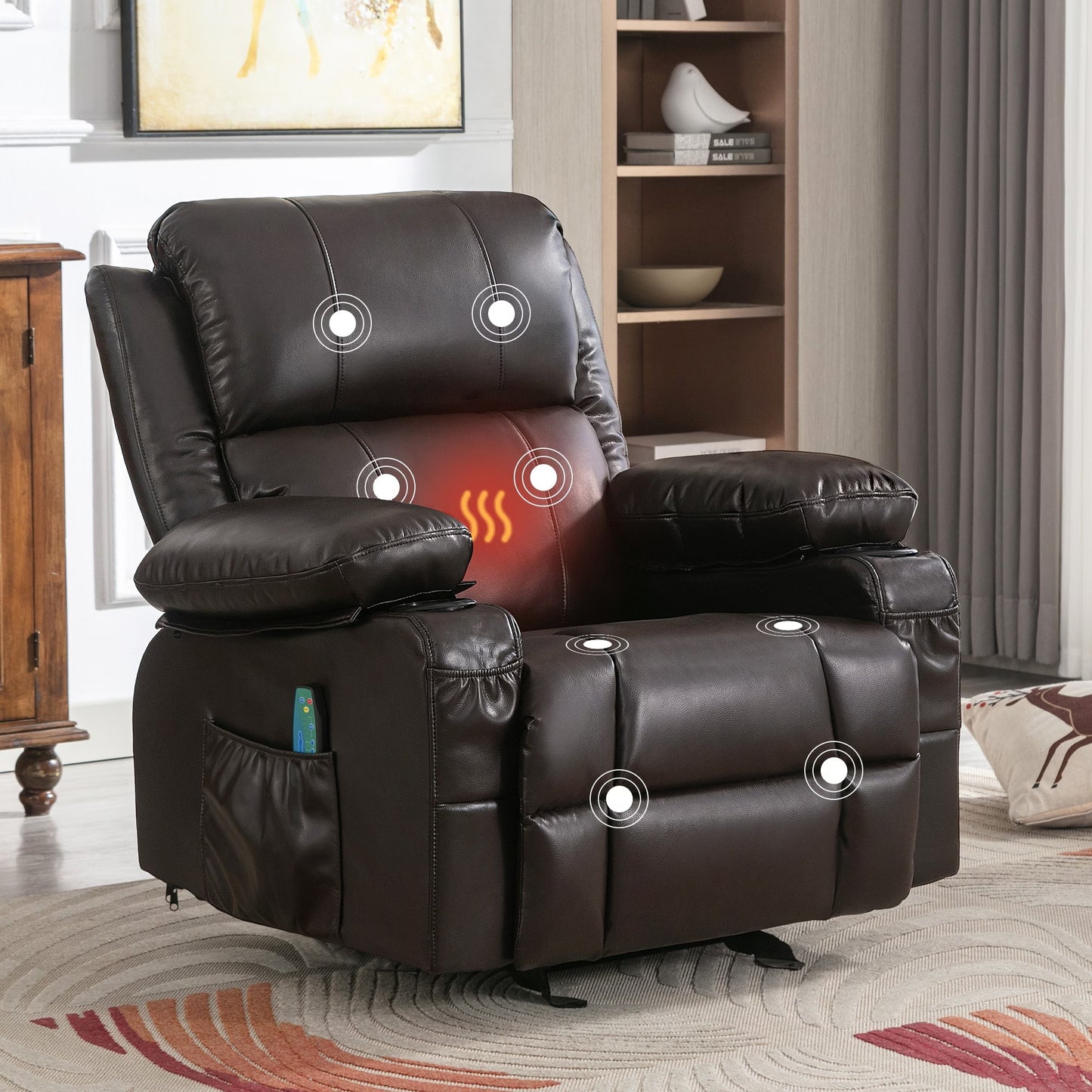 Reclining Rocking Chair w/ Heat and Massage