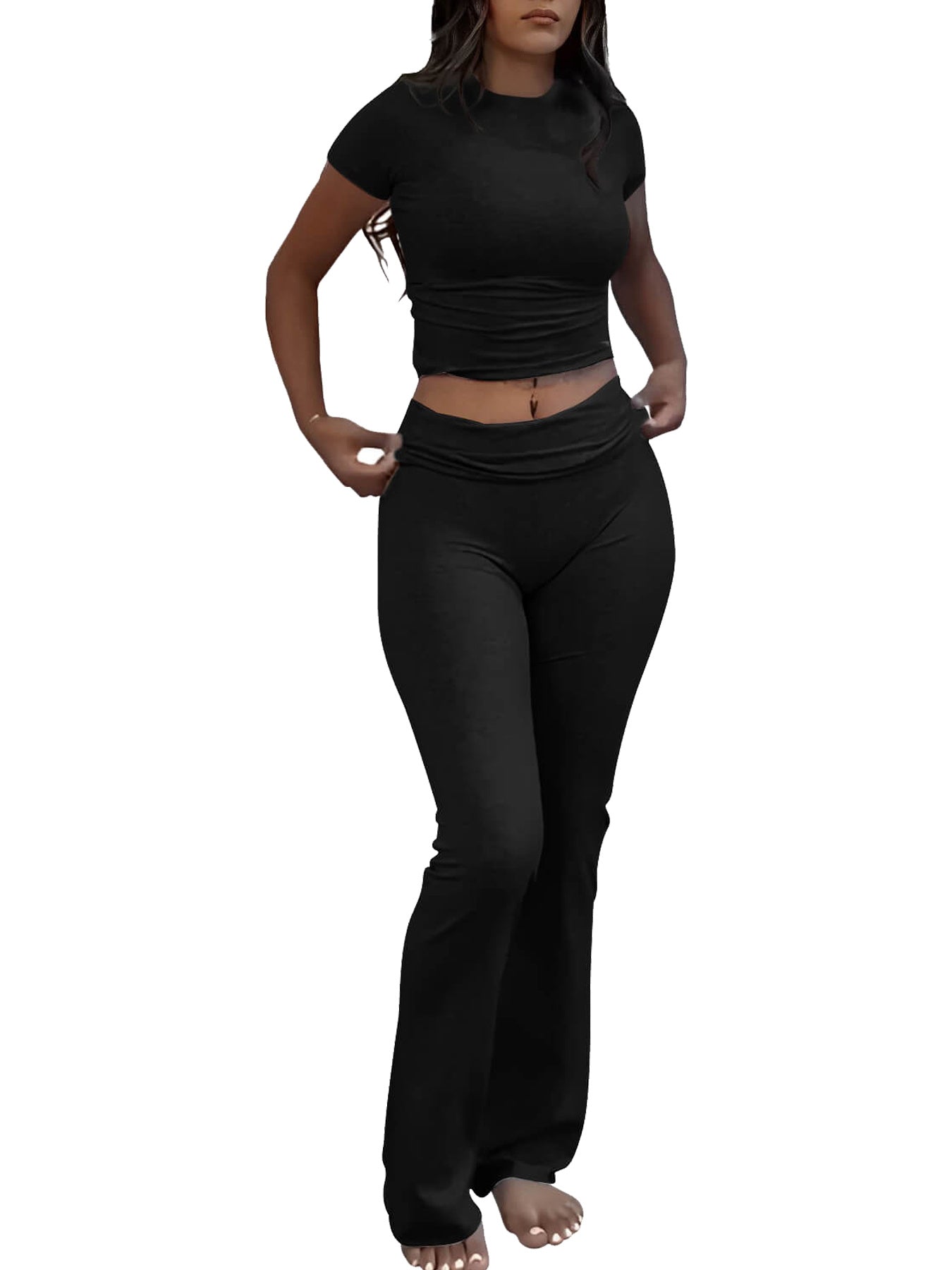 Casual Solid Color Two-piece Clothing Set