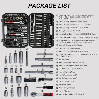 Socket And Ratchet Wrench Toolbox, 171 or 216pc Set
