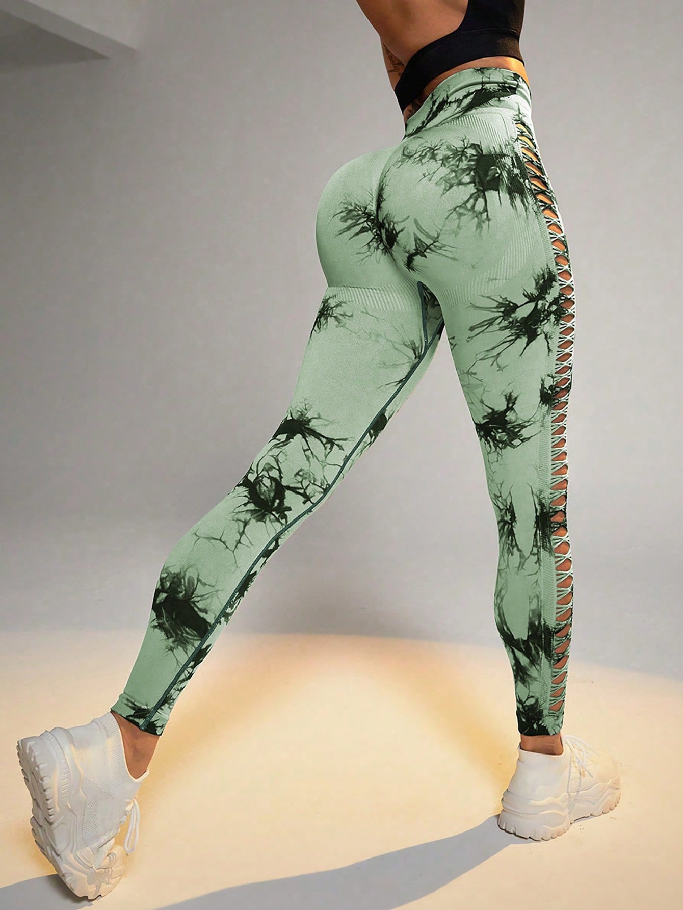 3 Pack Women's Tie-Dye Cutout Yoga Pants