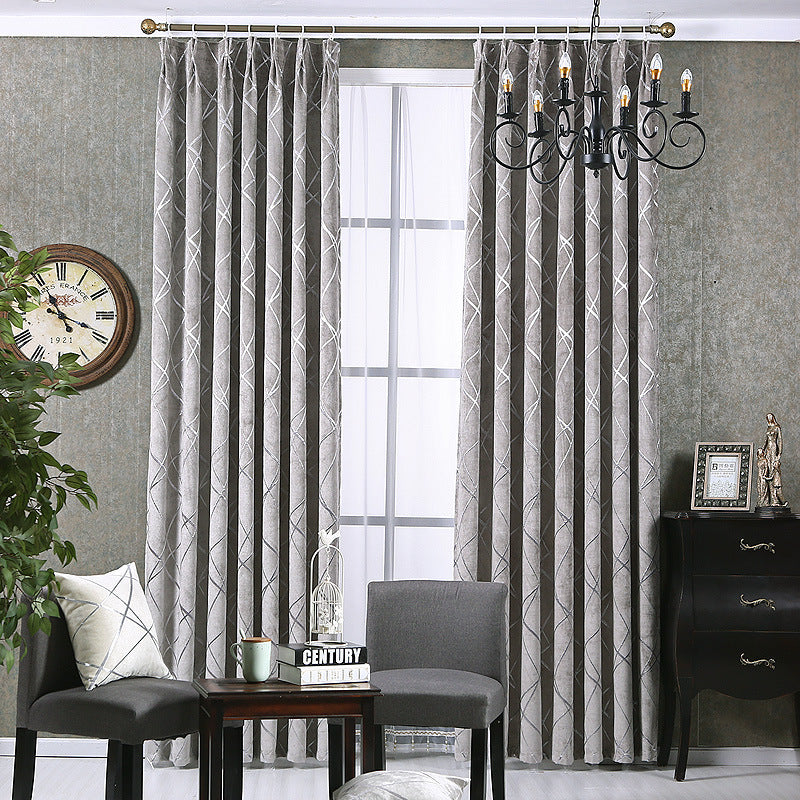 Solid Color Simple Modern Luxury Living Room Chenille Blackout Curtains