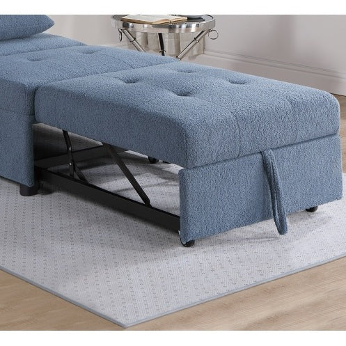 Contemporary Blue Gray Sleeper Sofa Chair Pillow Plush Tufted Seat 1pc Convertible Sofa Chair Sherpa Fabric Couch