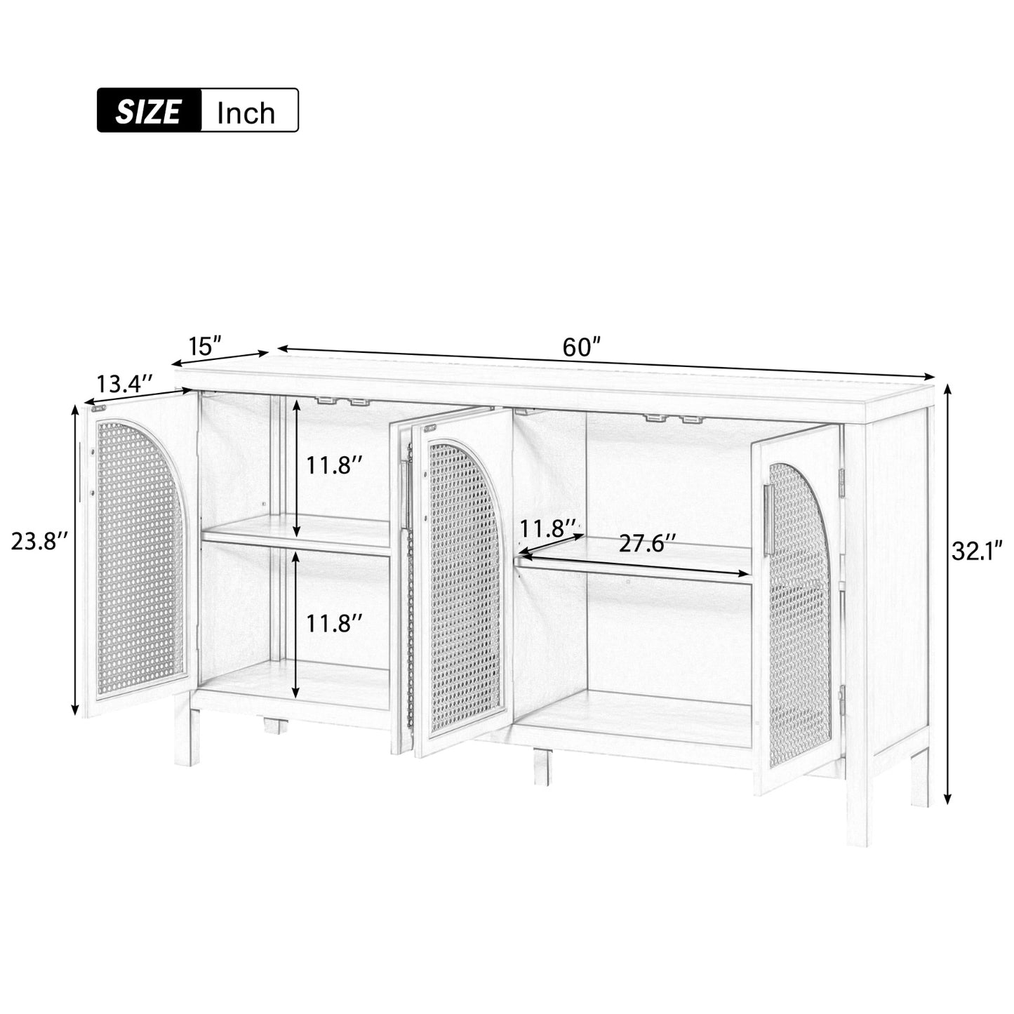 TREXM Sideboard With Rattan Door