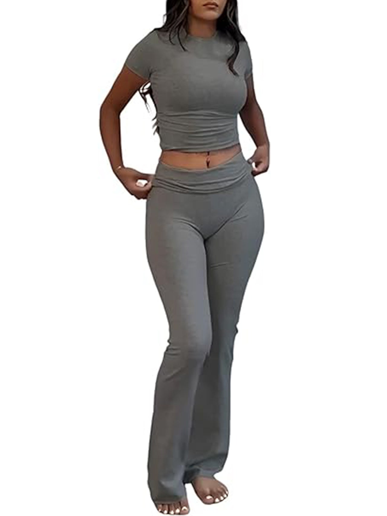 Casual Solid Color Two-piece Clothing Set