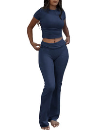 Casual Solid Color Two-piece Clothing Set
