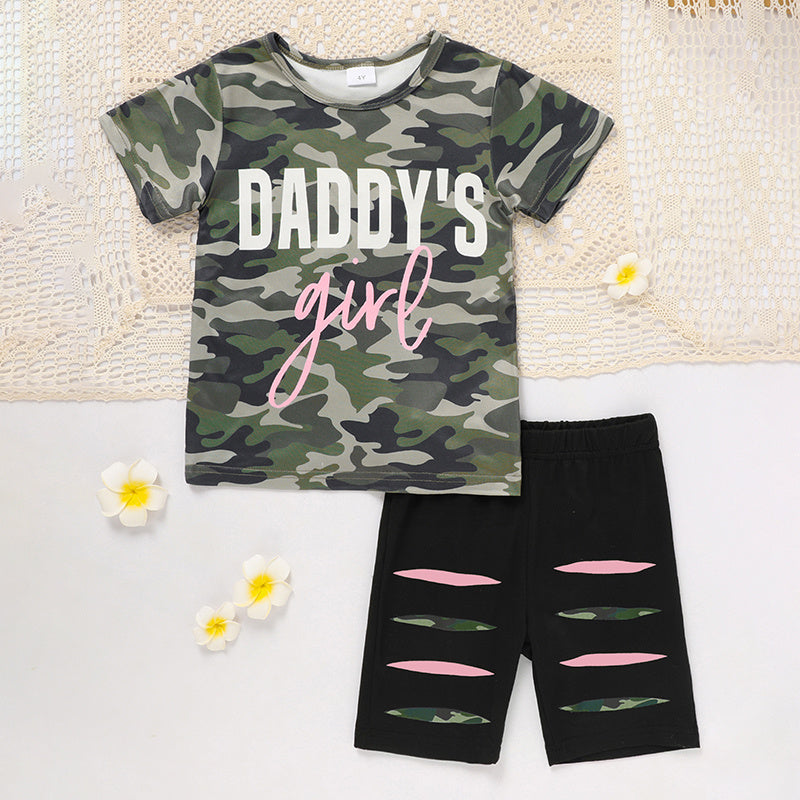 'Daddy's Girl' Cute Letter Print Top & Coordinating Pants Set