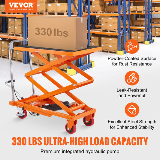 VEVOR Hydraulic Lift Table Cart with 330lbs Capacity