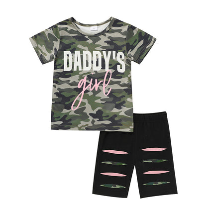 'Daddy's Girl' Cute Letter Print Top & Coordinating Pants Set