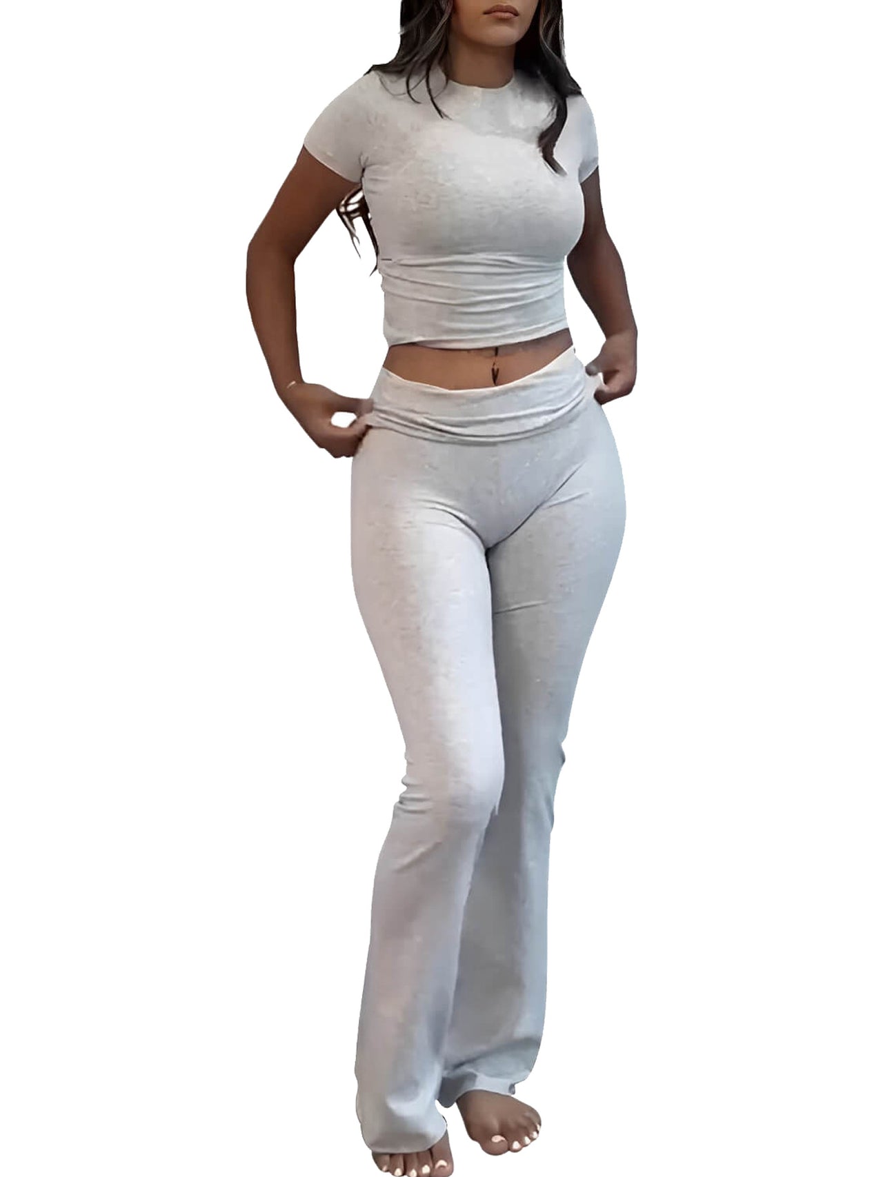 Casual Solid Color Two-piece Clothing Set