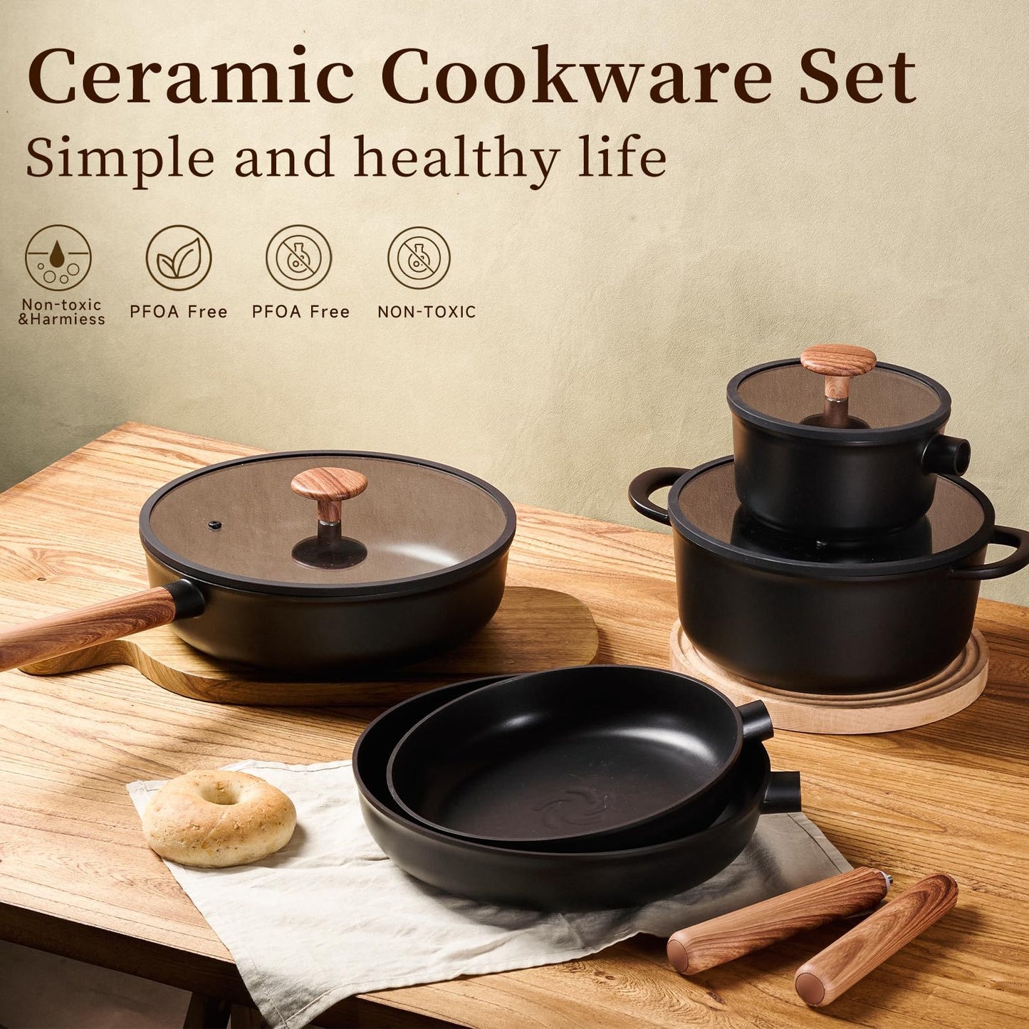 Ceramic Cookware Set 15 Pcs