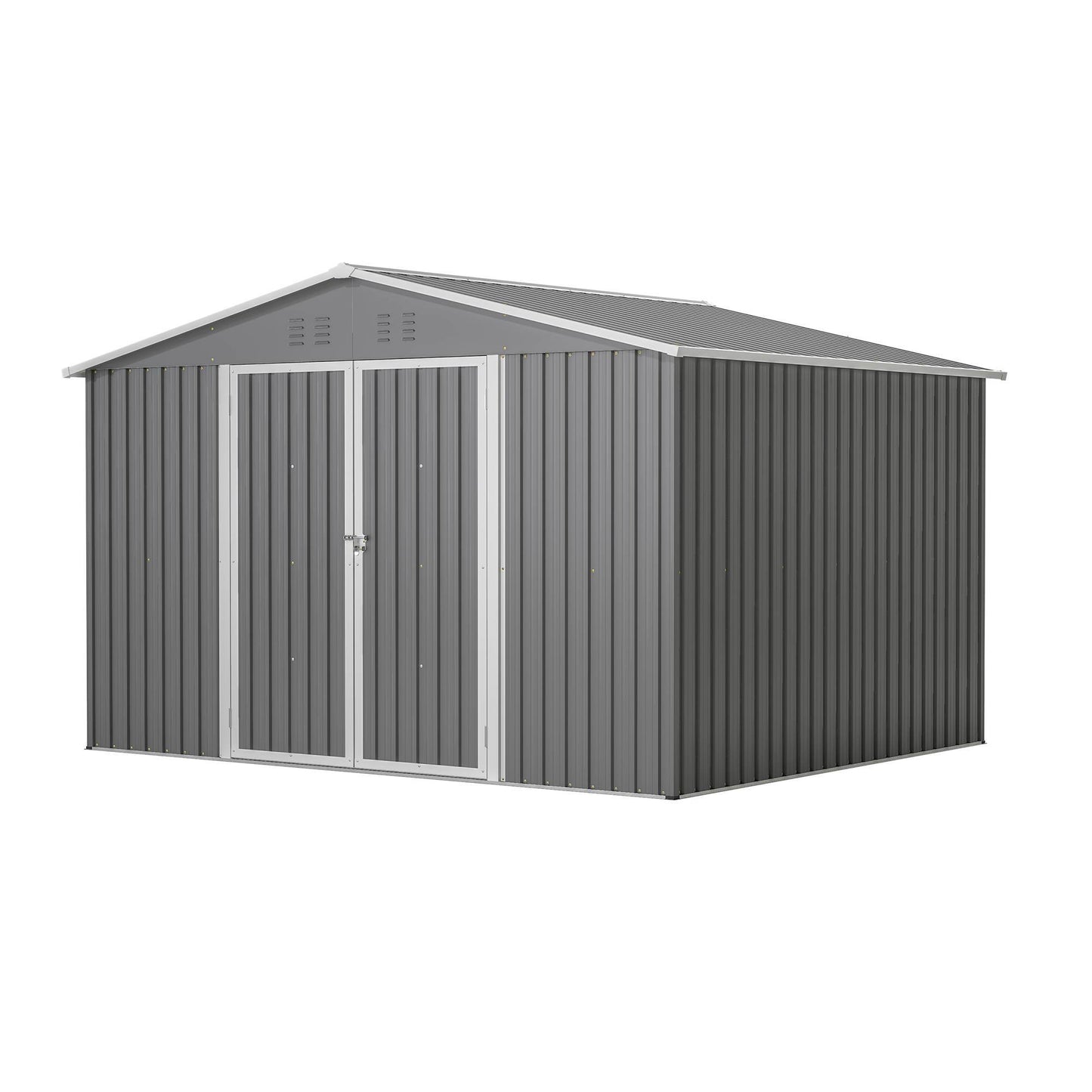 Outdoor Storage Shed, All Weather Metal Sheds with Lockable Doors