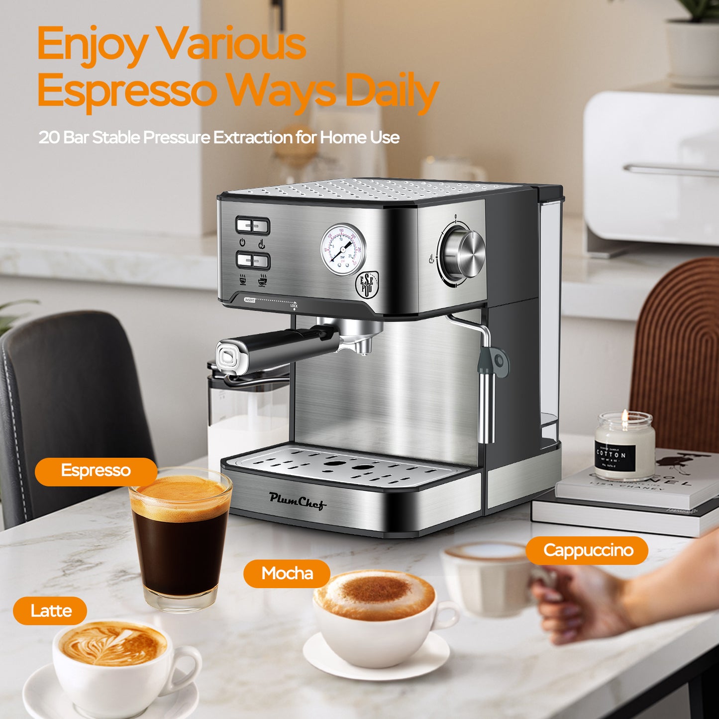 Professional Espresso Machine with Milk Frother