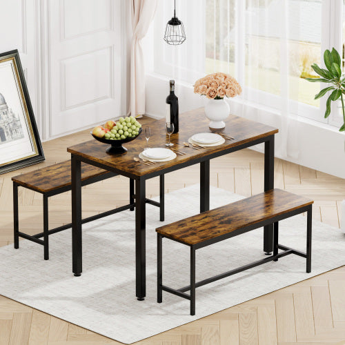 Dining Table Set with 2 Dining Table Benches