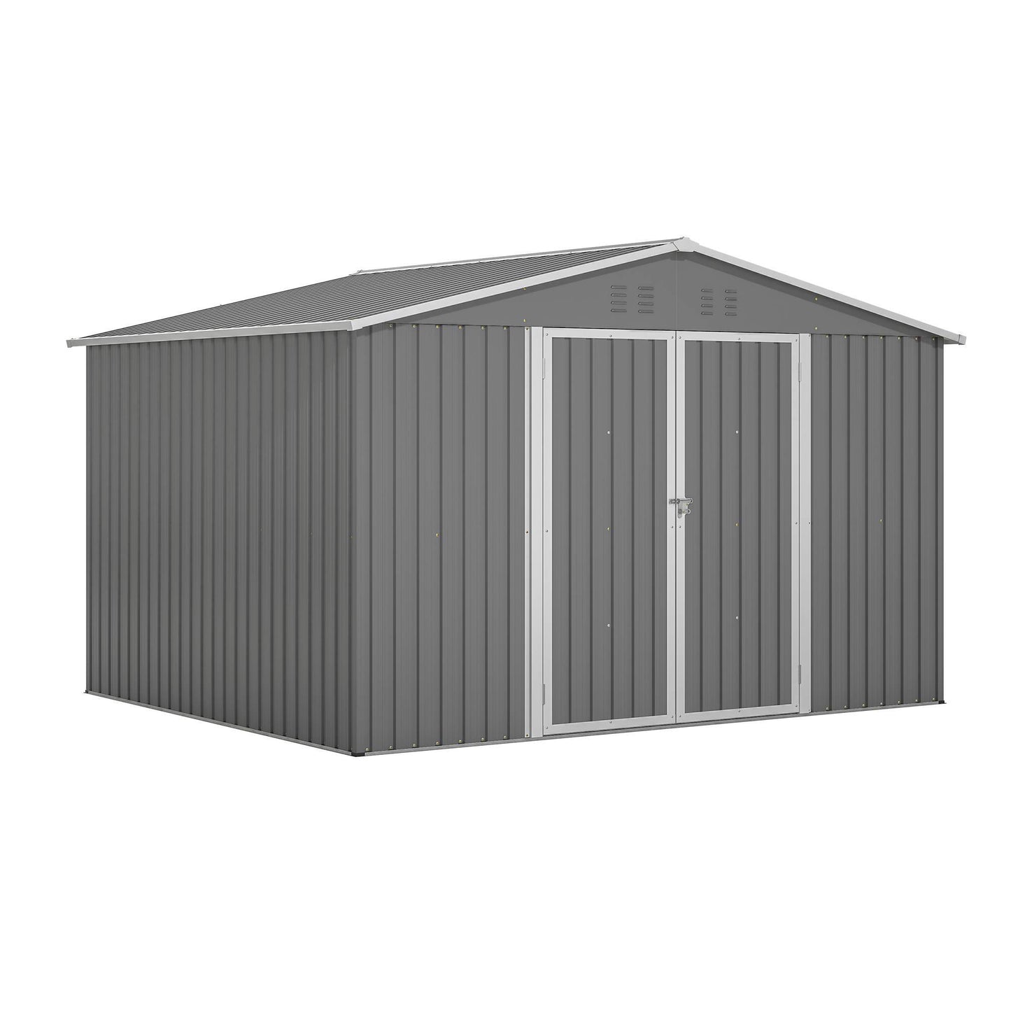 Outdoor Storage Shed, All Weather Metal Sheds with Lockable Doors