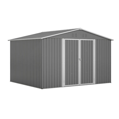 Outdoor Storage Shed, All Weather Metal Sheds with Lockable Doors
