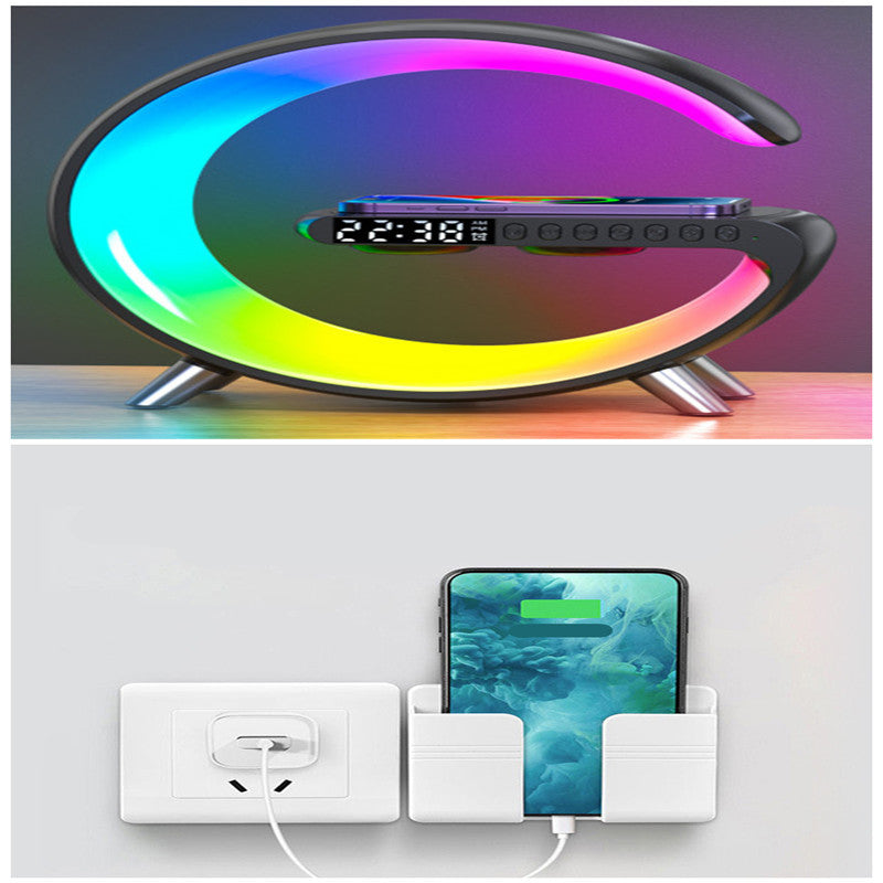 New Intelligent G Shaped LED Lamp Bluetooth Speaker Wireless Charger Atmosphere Lamp App Control