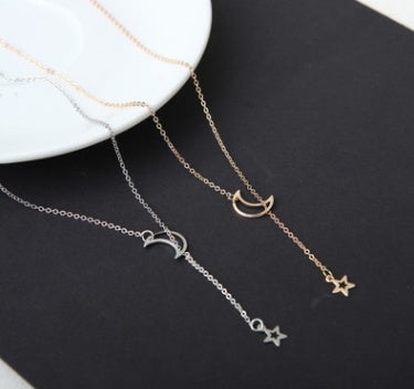 Simple Moon and Star Necklace