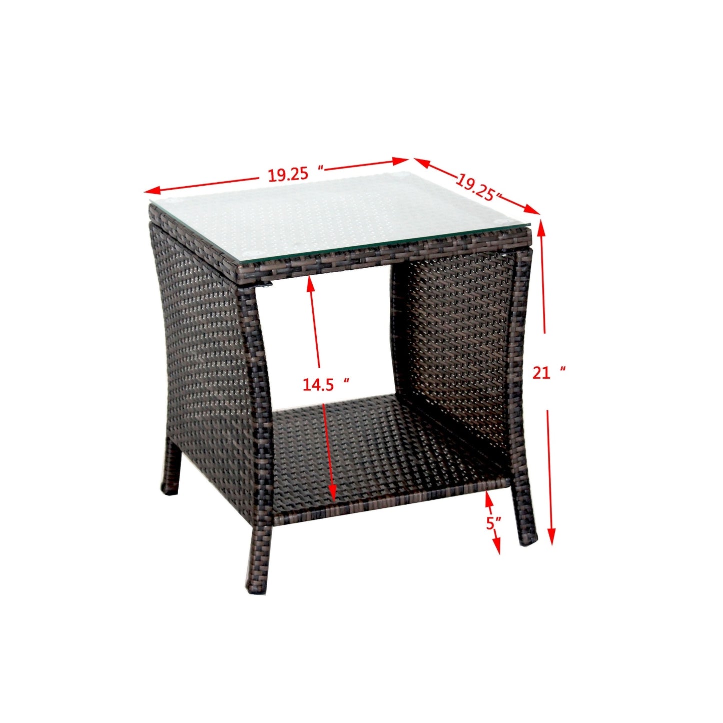 Outdoor Patio Coffee Table with Clear Tempered Glass