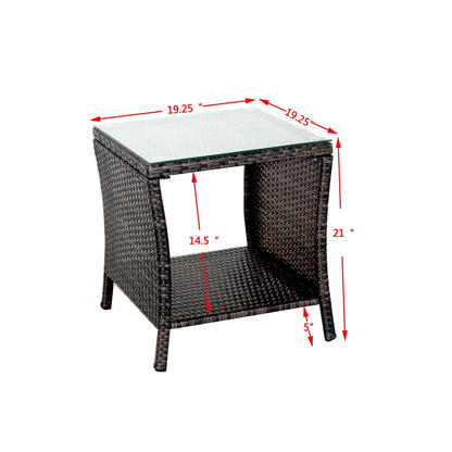 Outdoor Patio Coffee Table with Clear Tempered Glass