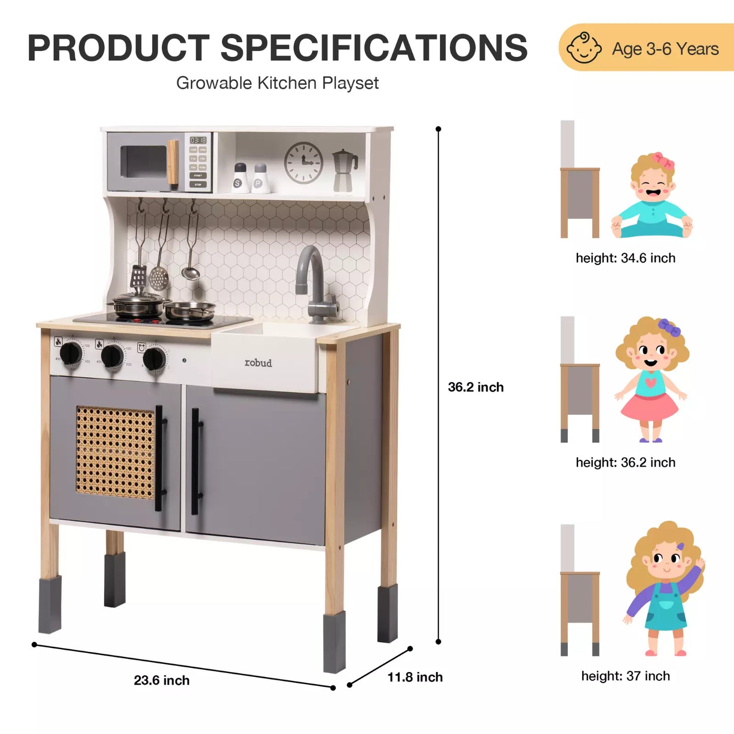 ROBOTIME Pretend Play Kitchen and Cooking Toy Set