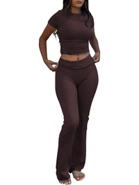 Casual Solid Color Two-piece Clothing Set