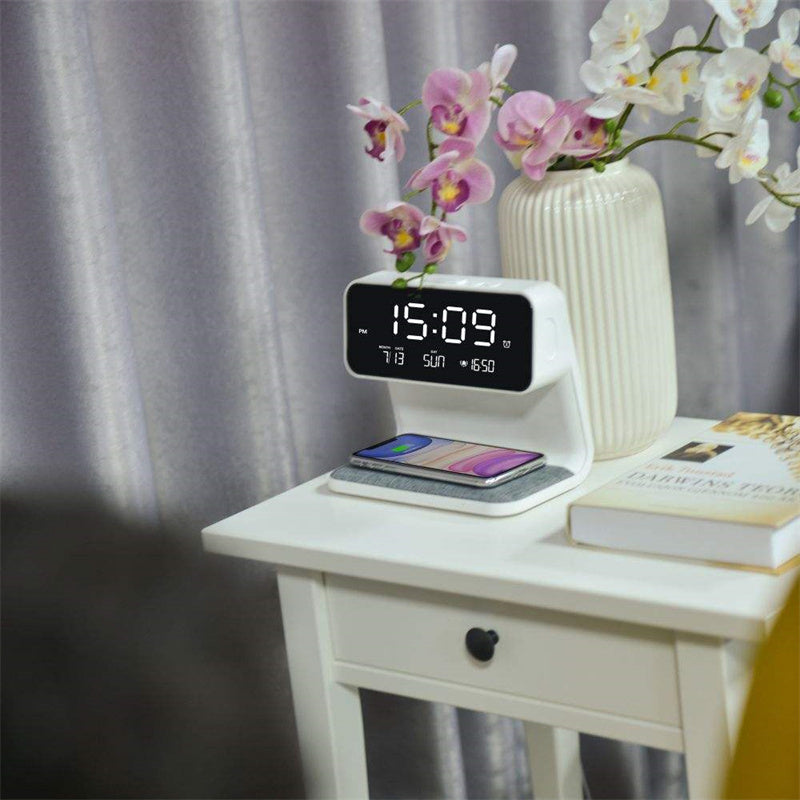 3 In 1 Bedside Lamp With Alarm Clock And Wireless Charging