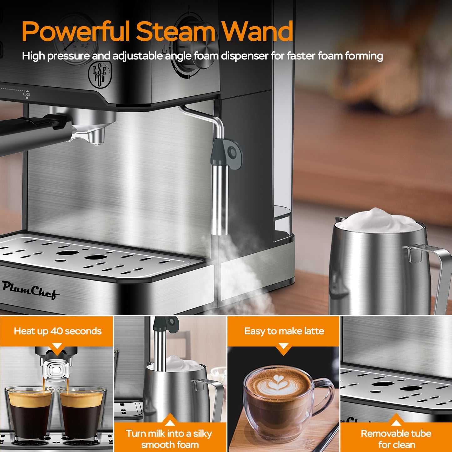 Professional Espresso Machine with Milk Frother