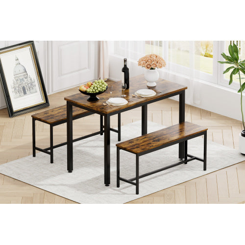 Dining Table Set with 2 Dining Table Benches