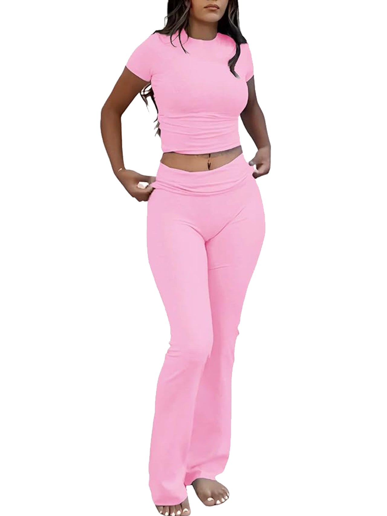 Casual Solid Color Two-piece Clothing Set