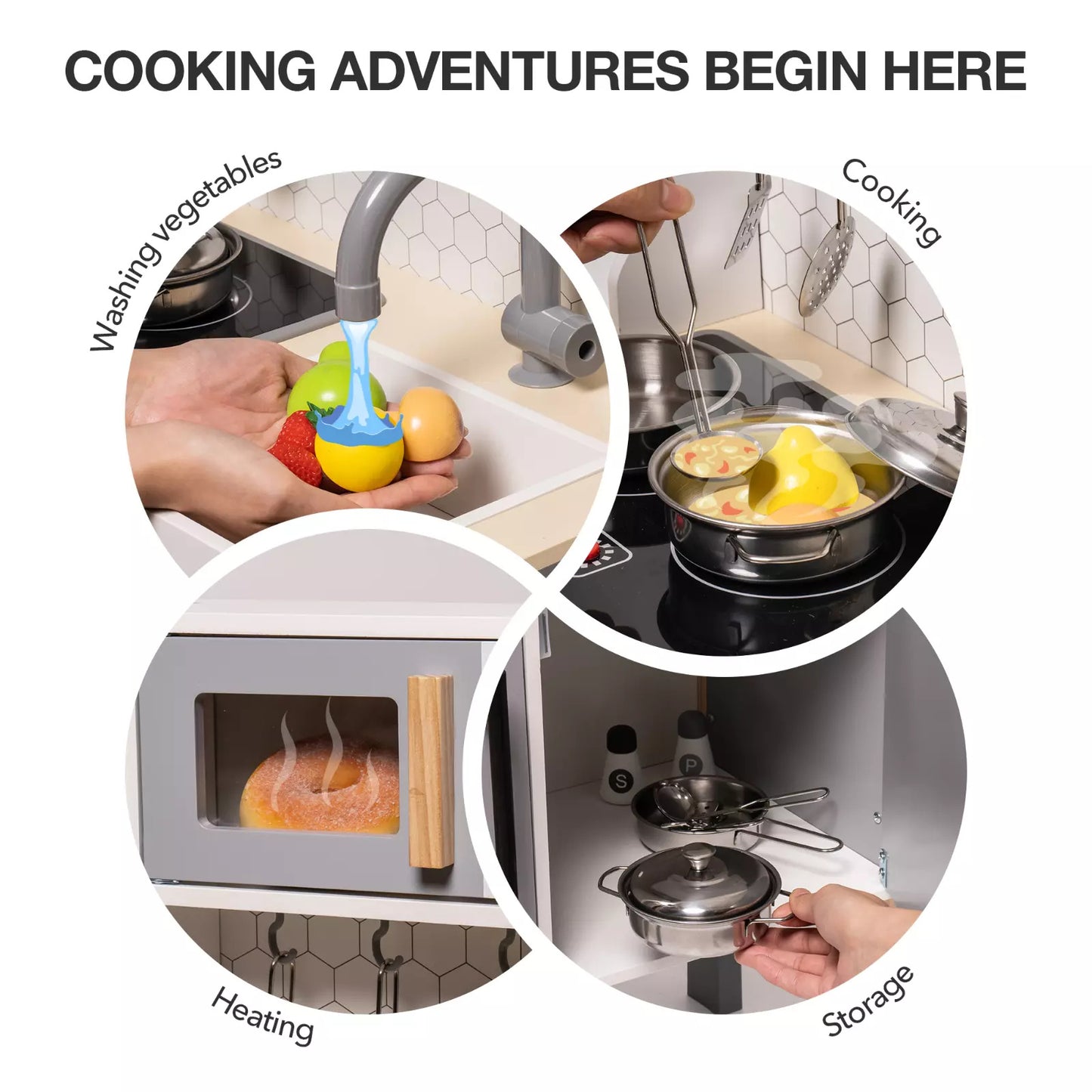 ROBOTIME Pretend Play Kitchen and Cooking Toy Set