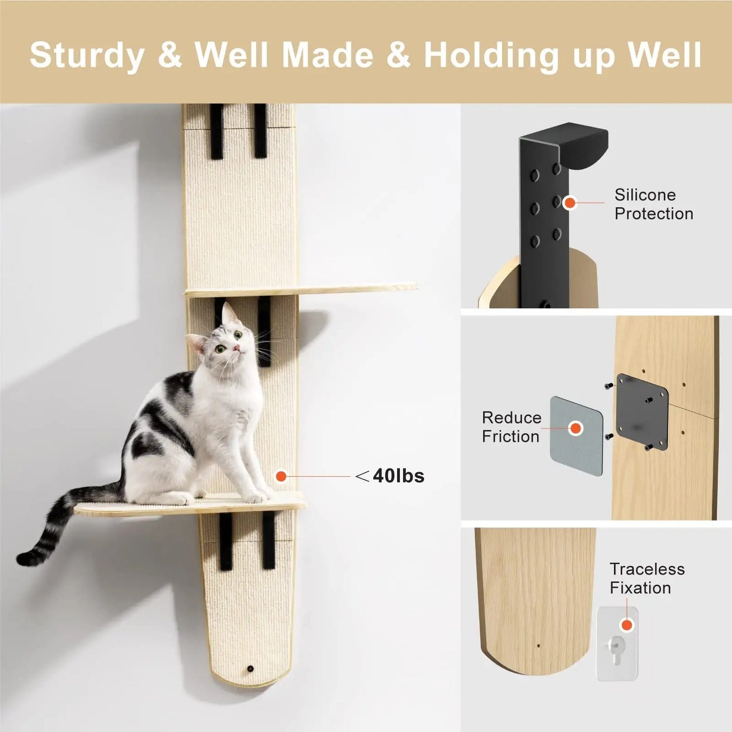 4-Level Door Mounted Vertical Cat Tree