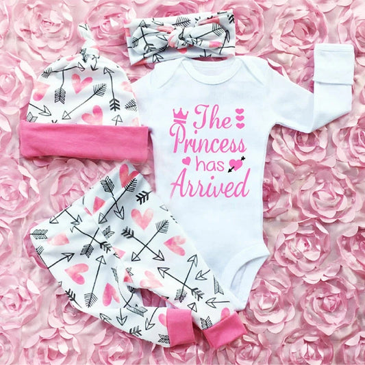 4PCS Newborn Kids Baby Girl Romper Outfits