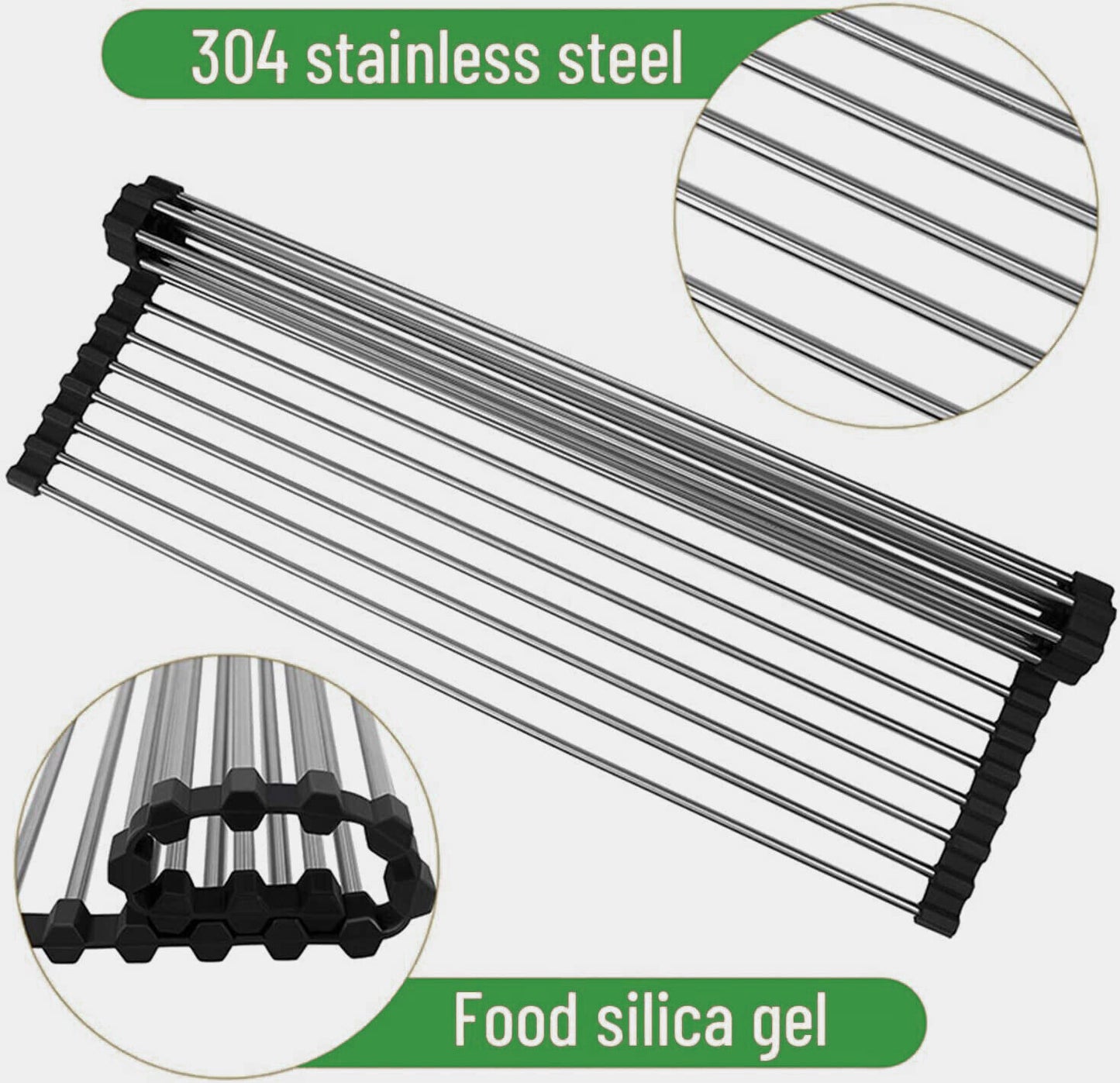 Roll Up Stainless Steel Sink Drain Rack