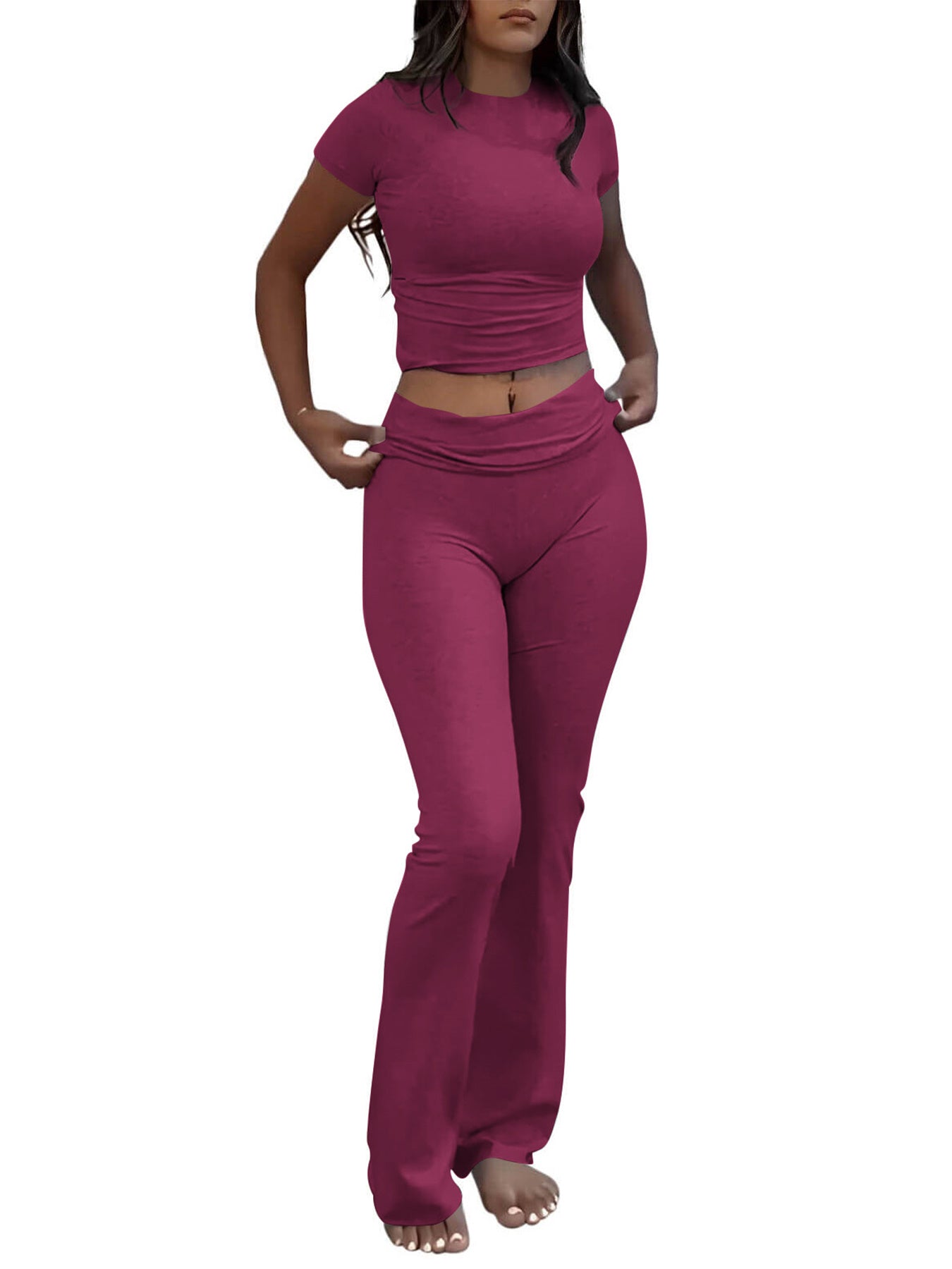 Casual Solid Color Two-piece Clothing Set