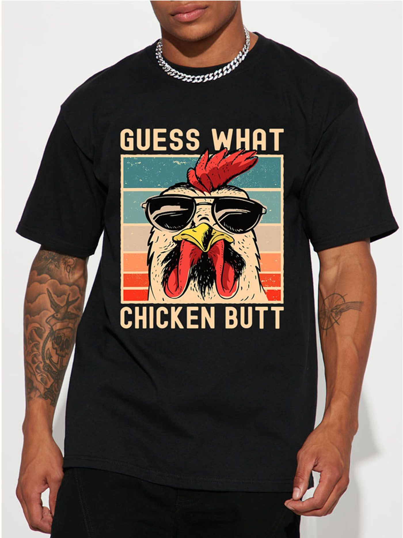 Men's Casual And Fashionable Chicken  T-shirt