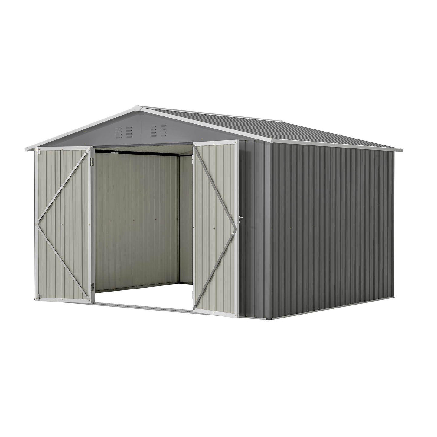 Outdoor Storage Shed, All Weather Metal Sheds with Lockable Doors