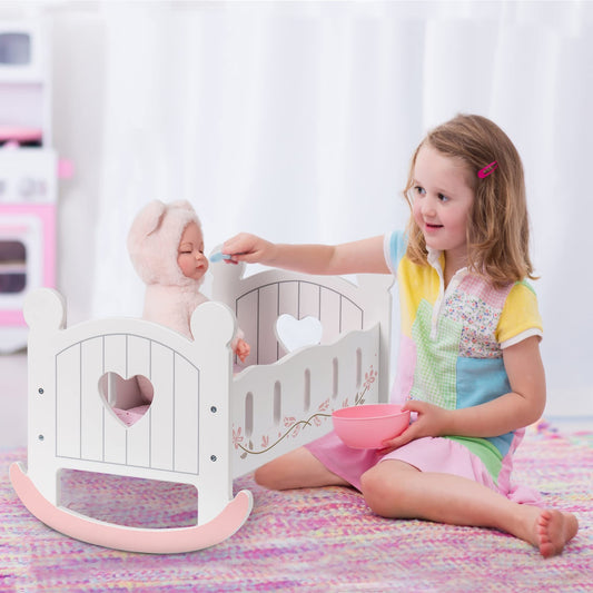 ROBOTIME Wooden Doll Cradle