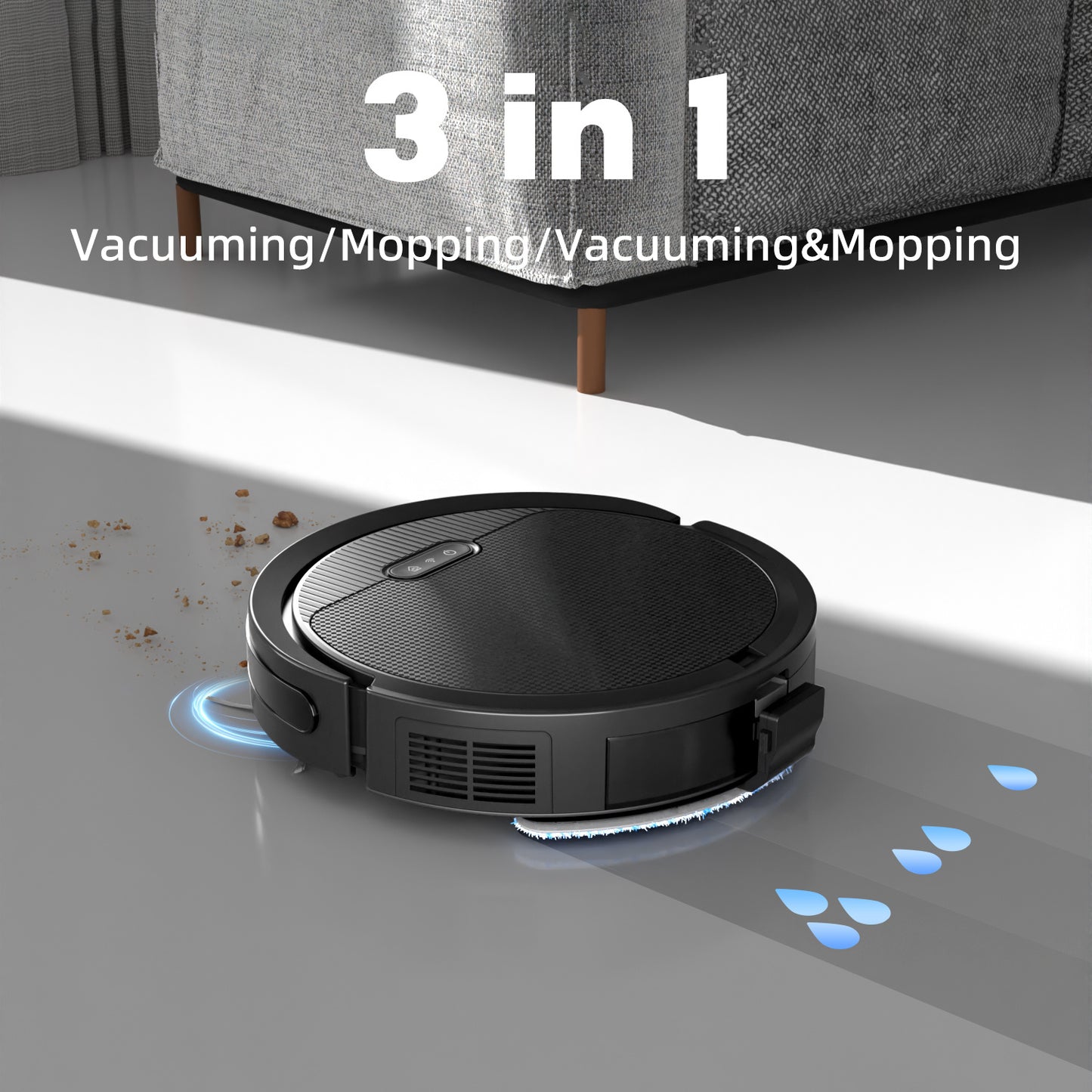 Robot Vacuum And Mop, 3 In 1 Combo Cleaner For Home With Pet Hair And Hard Floor