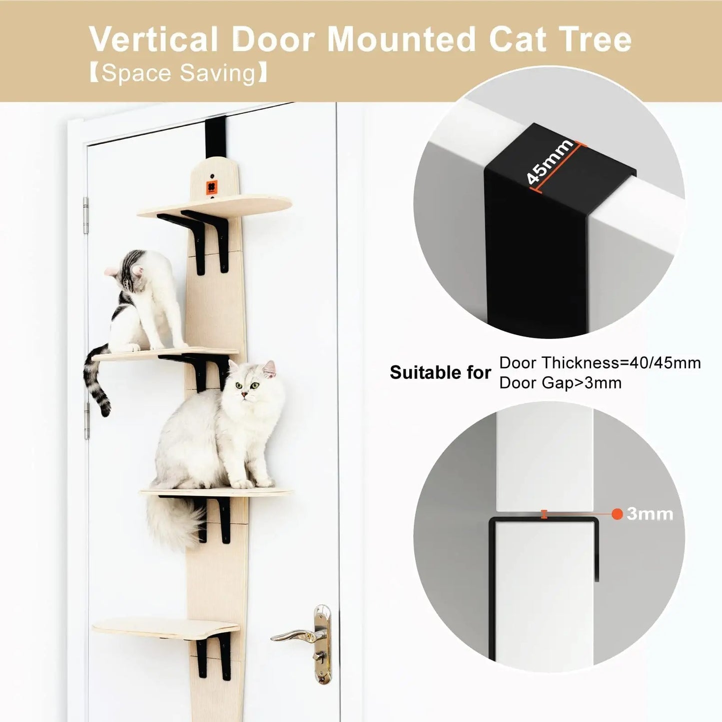 4-Level Door Mounted Vertical Cat Tree