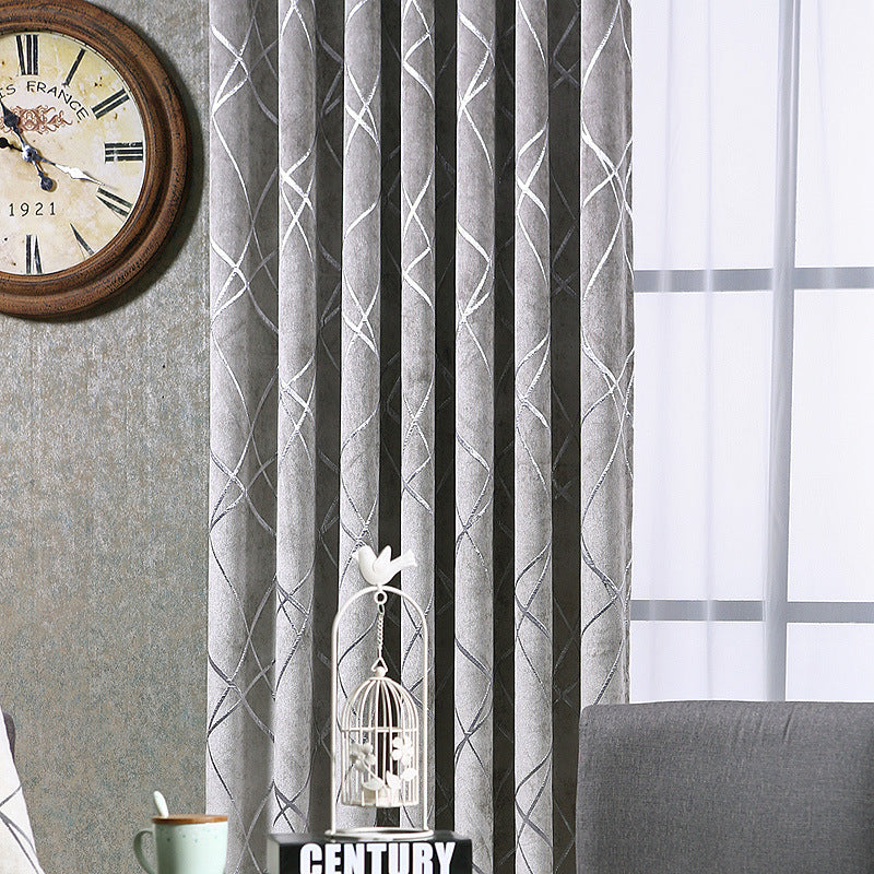 Solid Color Simple Modern Luxury Living Room Chenille Blackout Curtains