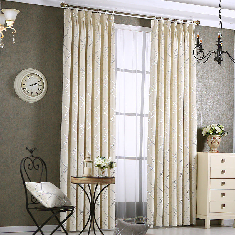 Solid Color Simple Modern Luxury Living Room Chenille Blackout Curtains