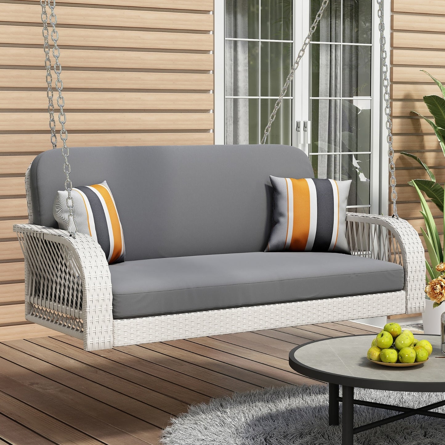 PE Wicker Porch Swing