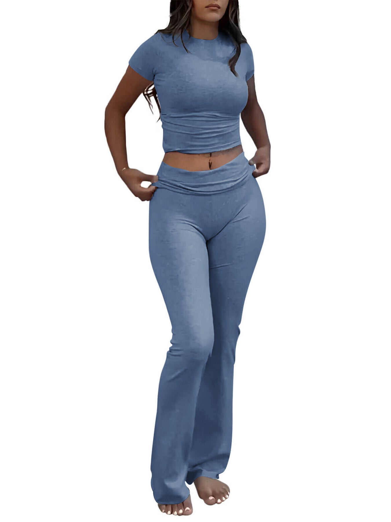 Casual Solid Color Two-piece Clothing Set