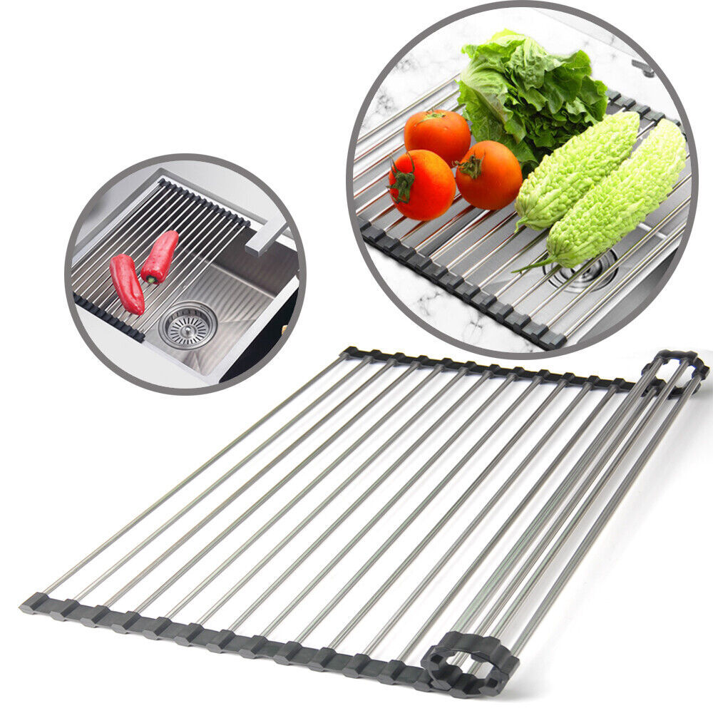 Roll Up Stainless Steel Sink Drain Rack