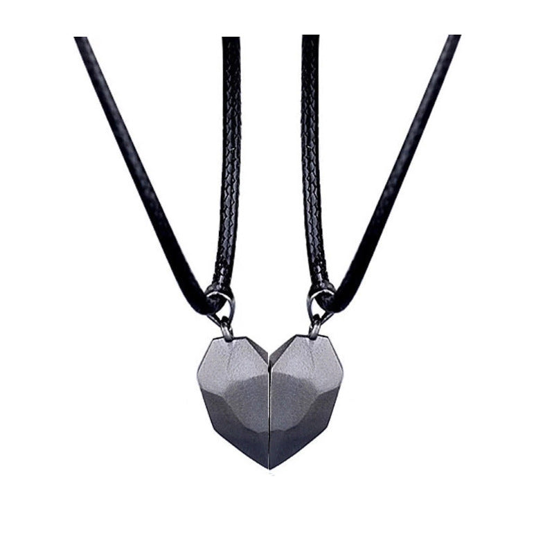 Minimalist Lovers Matching Friendship Heart Pendant